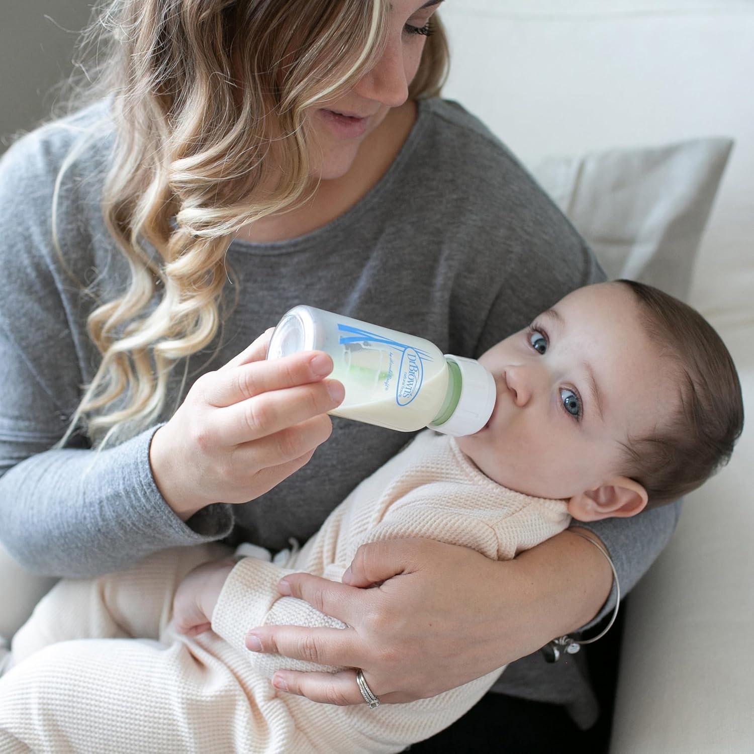 image:imageDr Browns AntiColic Options Narrow Glass Baby Bottle with Level 1 Slow Flow Nipple BPAFree 0m 4 oz120mL 4Pack 8oz250mL 2Pack