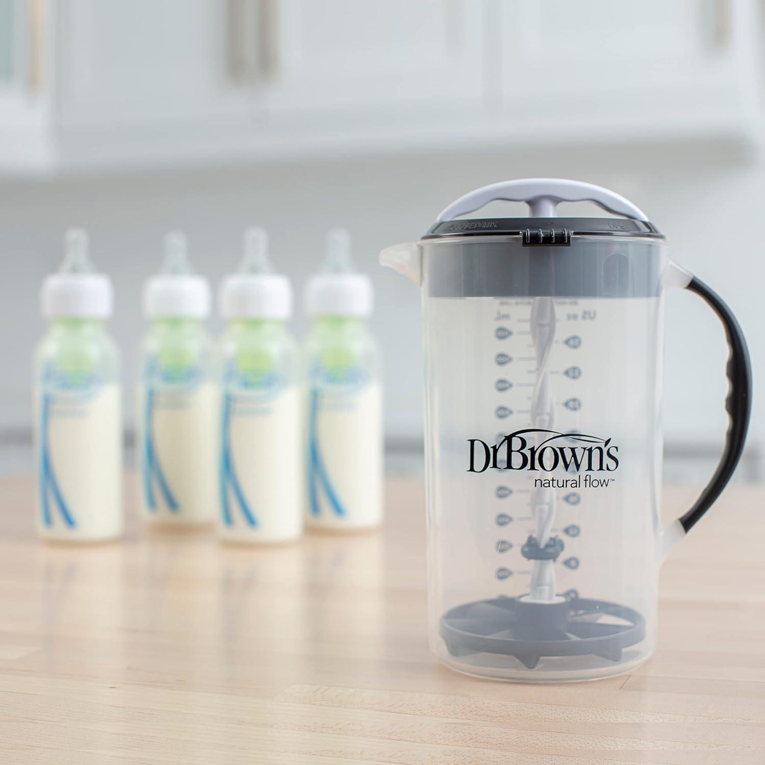 image:imageDr Browns AntiColic Options Narrow Baby Bottles 4 oz Level 1 Slow Flow Nipple 0m 4 Pack and Formula Mixing Pitcher 36 oz Black