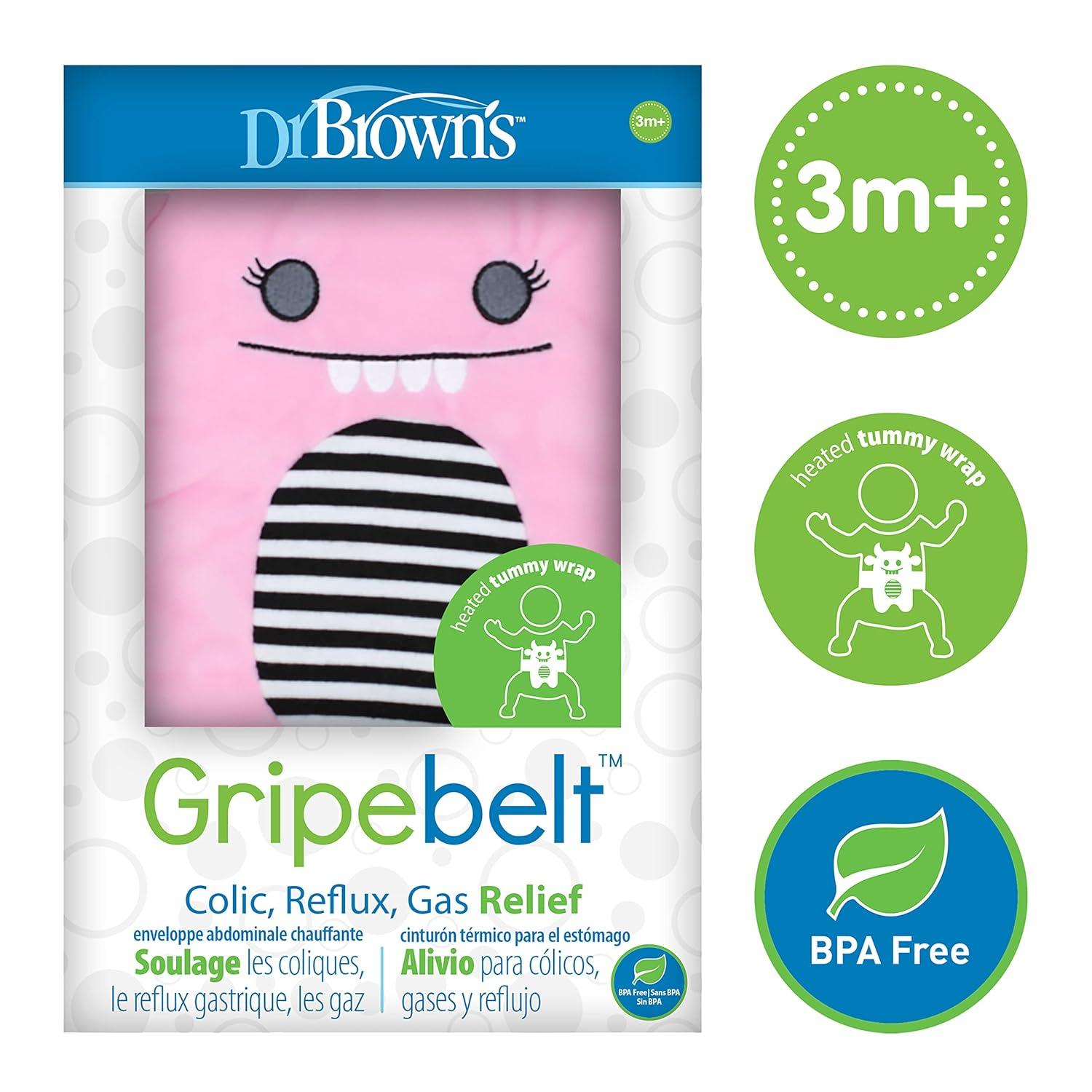 image:imageDr Browns AntiColic Options Narrow Baby Bottles Level 1 Nipples 0m 8oz 4Pack and Gripebelt for Natural Colic Gas and Upset Stomach Relief in Babies and Toddlers Blue MonsterPink Monster Gripebelt 8oz