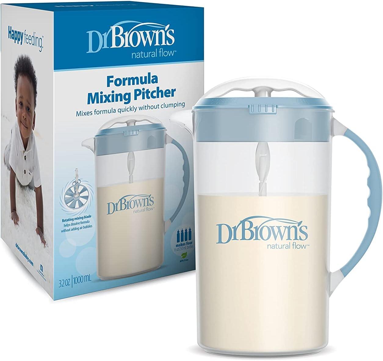 image:imageDr Browns Baby Formula Mixing Pitcher 36oz Blue with AntiColic Options Narrow Baby Bottles 4 Pack 4 ozVariety Pack Blue and 4Pack 4oz Bottles