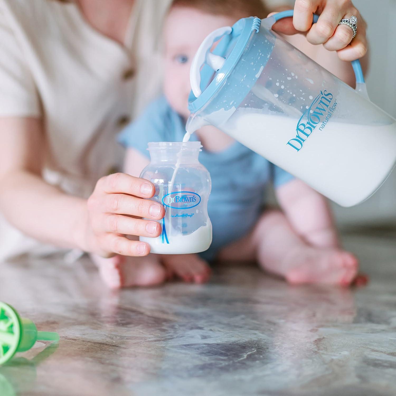 image:imageDr Browns Baby Formula Mixing Pitcher 36oz Blue with AntiColic Options Narrow Baby Bottles 4 Pack 4 ozVariety Pack Blue and 4Pack 4oz Bottles