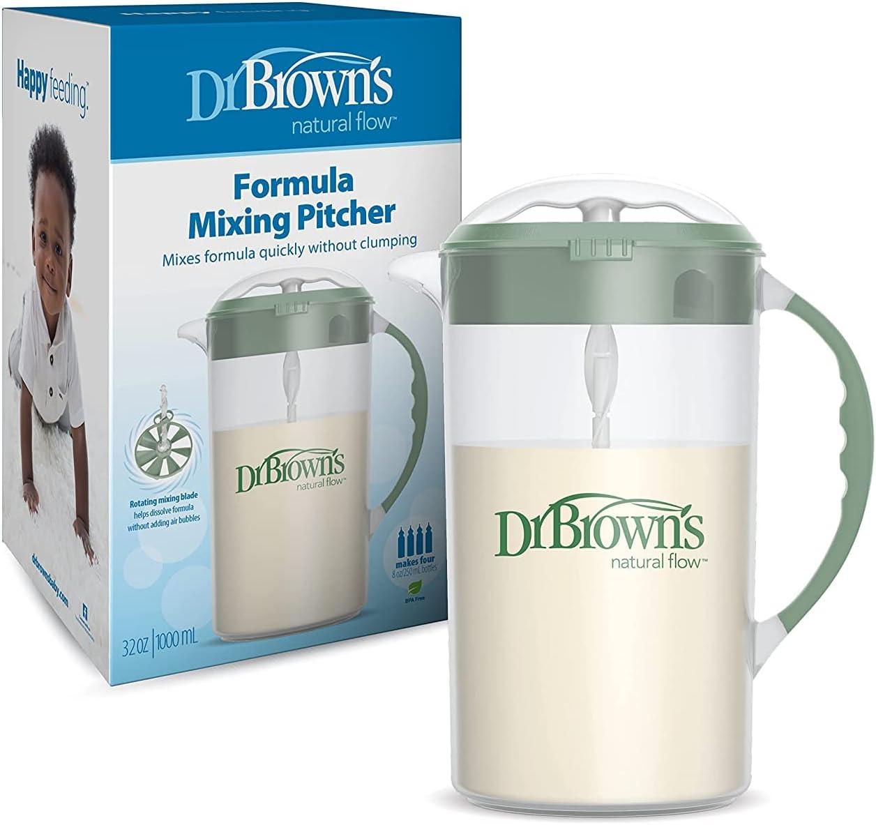 image:imageDr Browns Baby Formula Mixing Pitcher 36oz Blue with AntiColic Options Narrow Baby Bottles 4 Pack 4 ozVariety Pack Olive and 4Pack 4oz Bottles