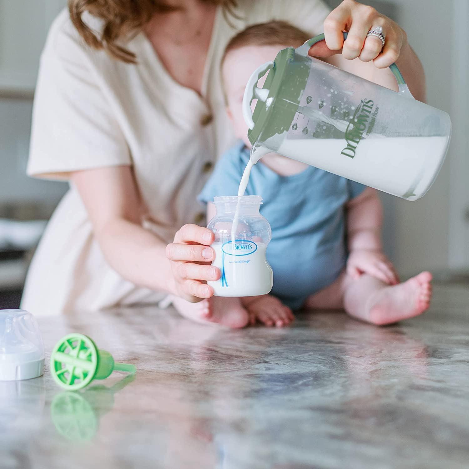 image:imageDr Browns Baby Formula Mixing Pitcher 36oz Blue with AntiColic Options Narrow Baby Bottles 4 Pack 4 ozVariety Pack Olive and 4Pack 4oz Bottles