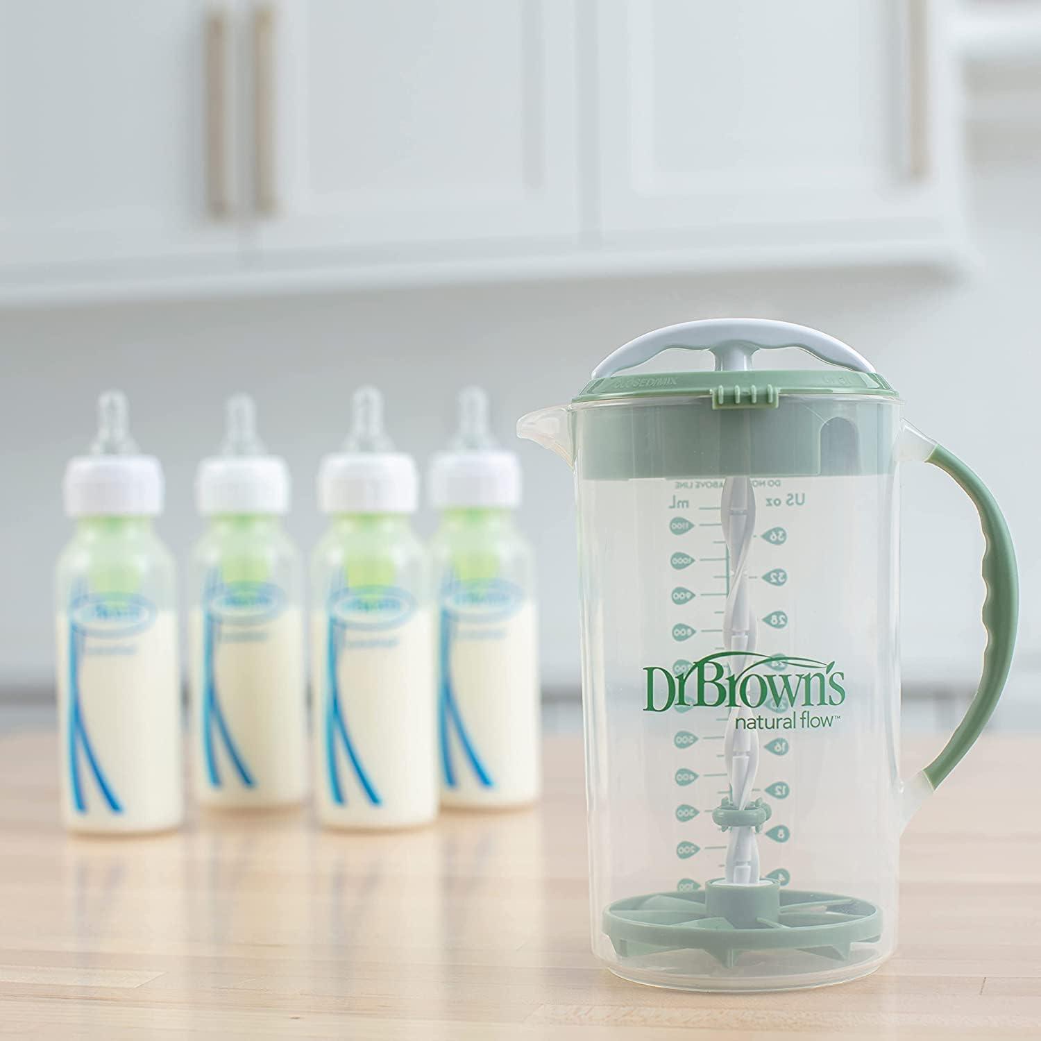 image:imageDr Browns Baby Formula Mixing Pitcher 36oz Blue with AntiColic Options Narrow Baby Bottles 4 Pack 4 ozVariety Pack Olive and 4Pack 4oz Bottles