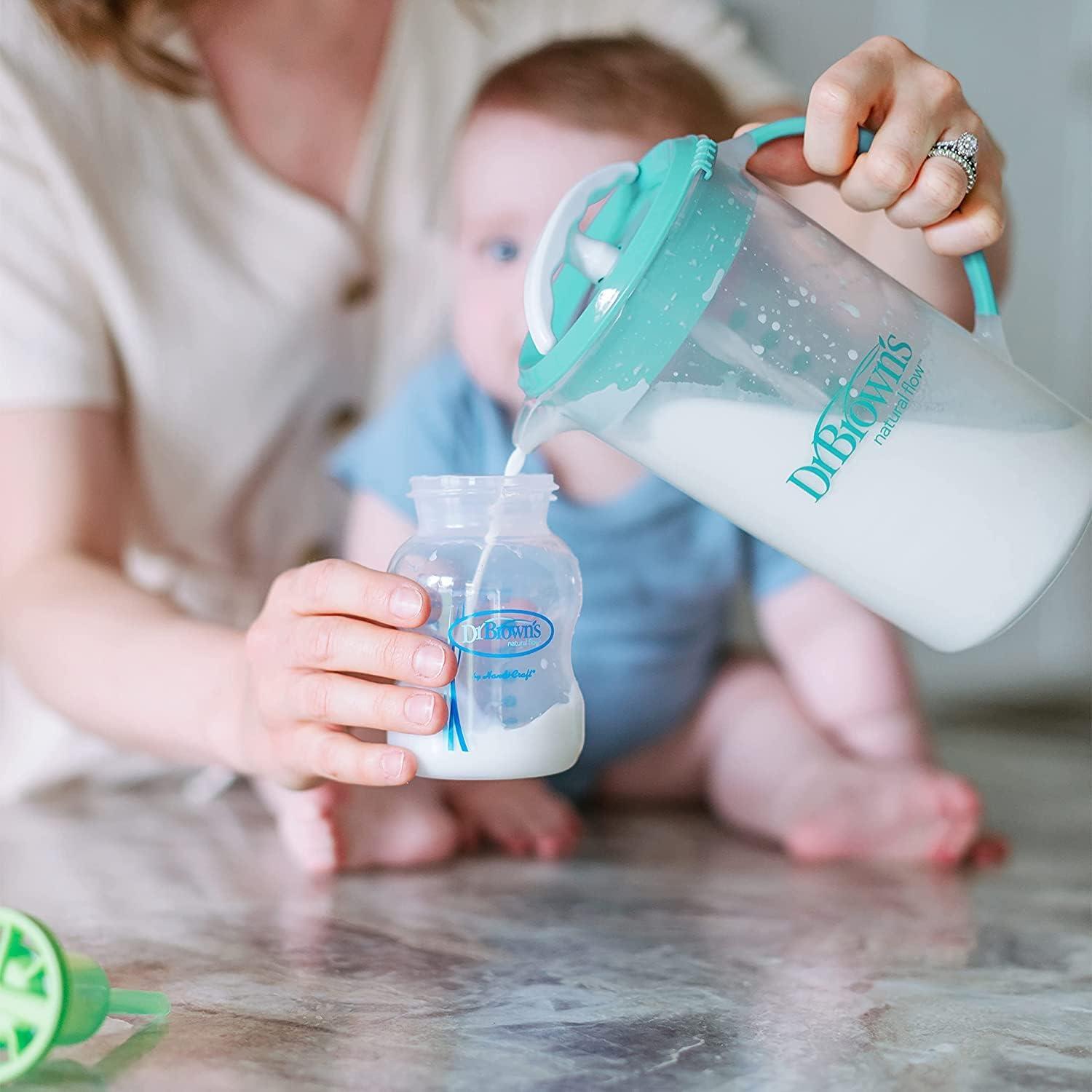 image:imageDr Browns Baby Formula Mixing Pitcher 36oz Blue with AntiColic Options Narrow Baby Bottles 4 Pack 4 ozVariety Pack Teal and 4Pack 4oz Bottles