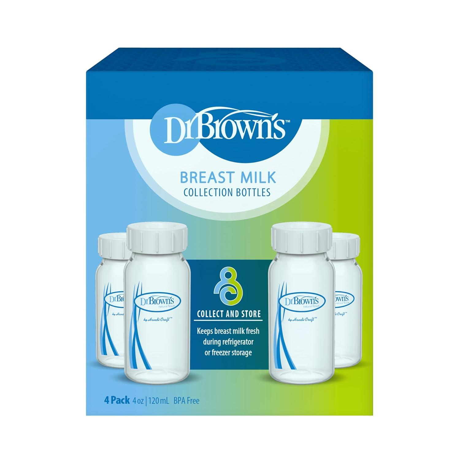 image:imageDr Browns Breast Milk Collection Bottles with Storage Caps Breast Pumps Compatible Collect Store and Keep Milk Fresh BPA Free 4Pack1 Count Pack of 4