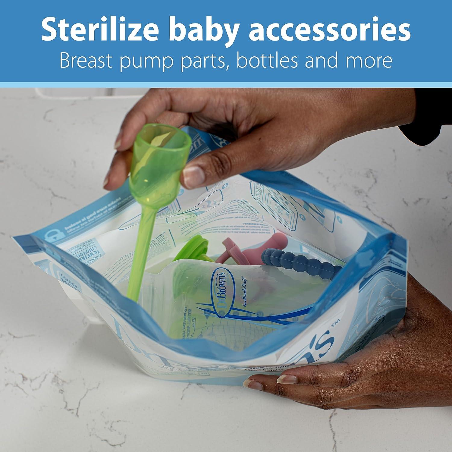 image:imageDr Browns Microwave Steam Sterilizer Bags for Baby Bottles Pacifiers Pump Parts and Accessories Travel Baby Bottle Sterilizer 30 Uses per Bag 5 Count Pack of 1Microwave Sterilizer Bags