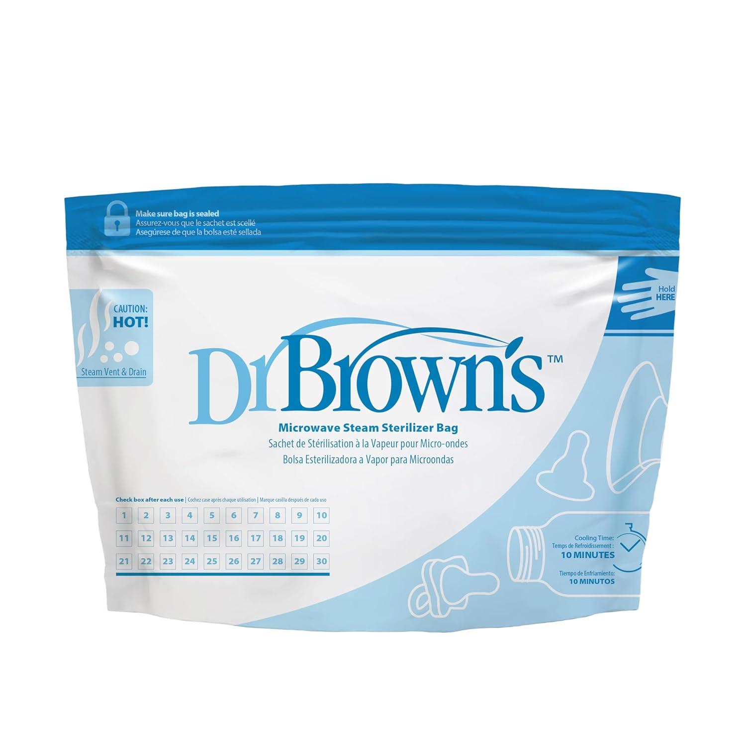image:imageDr Browns Microwave Steam Sterilizer Bags for Baby Bottles Pacifiers Pump Parts and Accessories Travel Baby Bottle Sterilizer 30 Uses per Bag 5 Count Pack of 1Microwave Sterilizer Bags