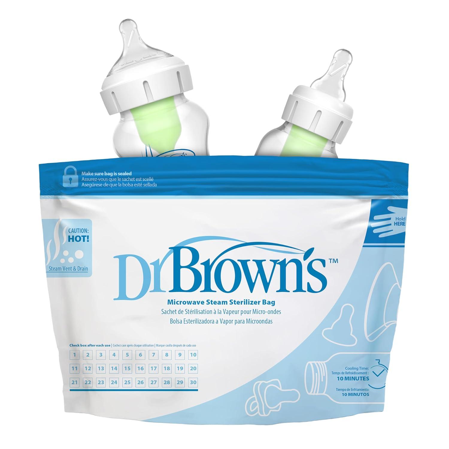 image:imageDr Browns Microwave Steam Sterilizer Bags for Baby Bottles Pacifiers Pump Parts and Accessories Travel Baby Bottle Sterilizer 30 Uses per Bag 5 Count Pack of 1Microwave Sterilizer Bags
