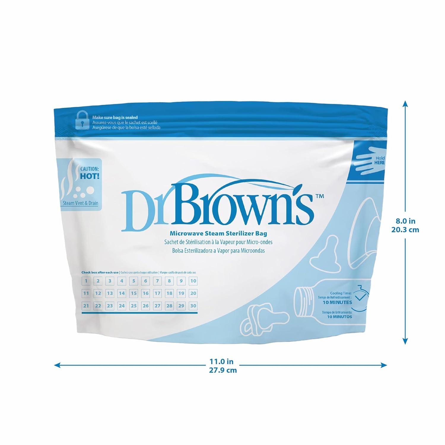 image:imageDr Browns Microwave Steam Sterilizer Bags for Baby Bottles Pacifiers Pump Parts and Accessories Travel Baby Bottle Sterilizer 30 Uses per Bag 5 Count Pack of 1Microwave Sterilizer Bags