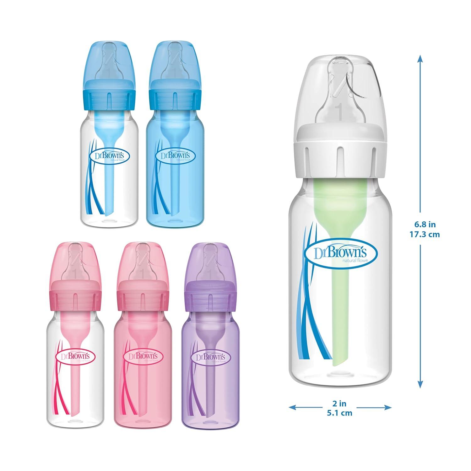 image:imageDr Browns Natural Flow AntiColic Options Narrow Baby Bottle 4 oz120 mL with Level 1 Slow Flow Nipple Pink 0m 4 Pack