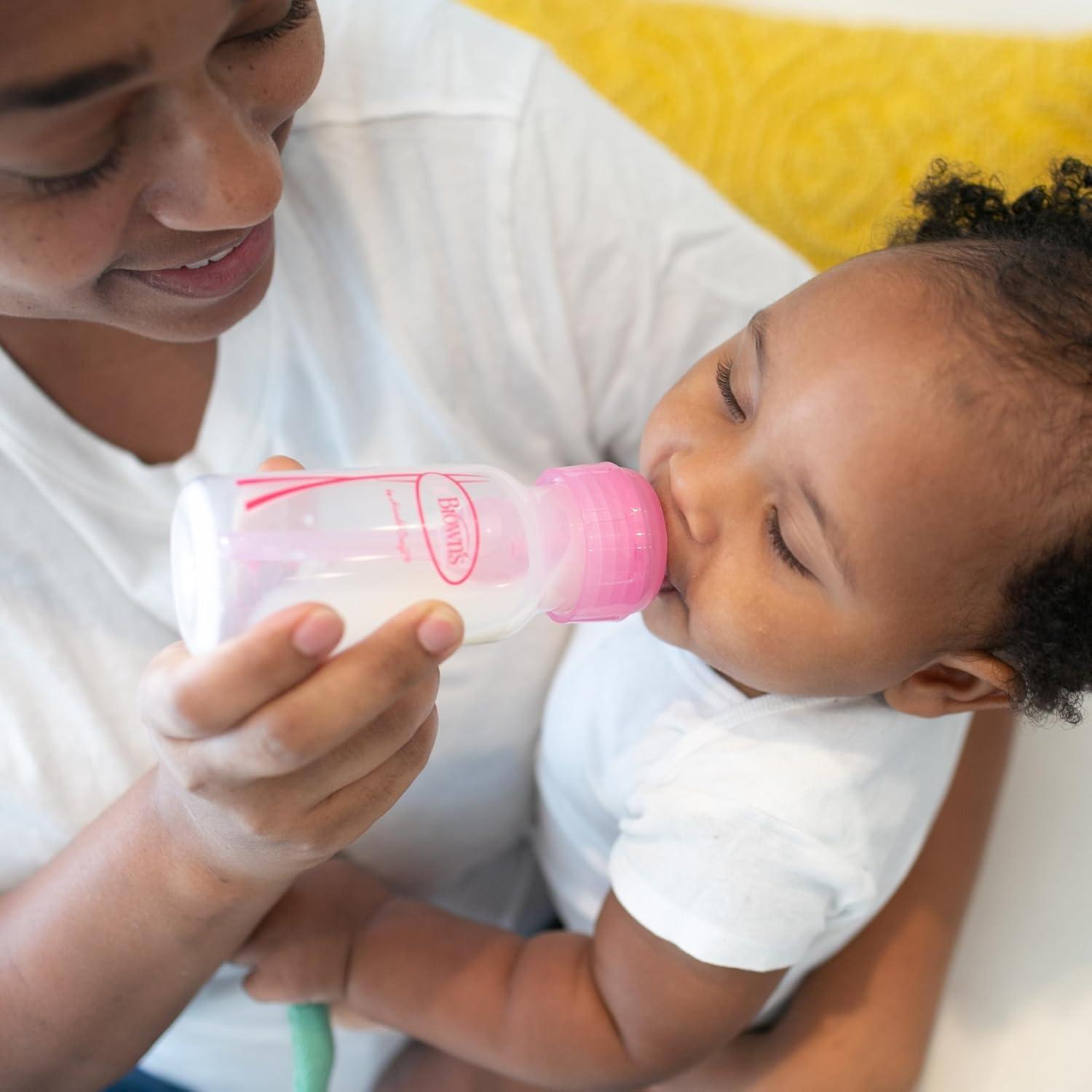 image:imageDr Browns Natural Flow AntiColic Options Narrow Baby Bottle 4 oz120 mL with Level 1 Slow Flow Nipple Pink 0m 4 Pack