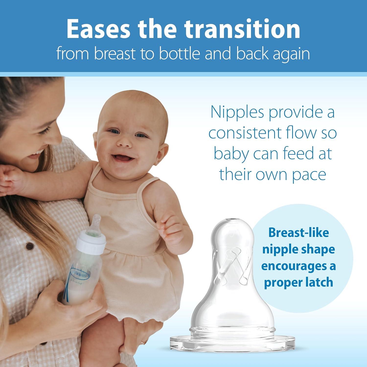 image:imageDr Browns Natural Flow AntiColic Options Narrow Baby Bottle 4 oz120 mL with Level 1 Slow Flow Nipple Pink 0m 4 Pack