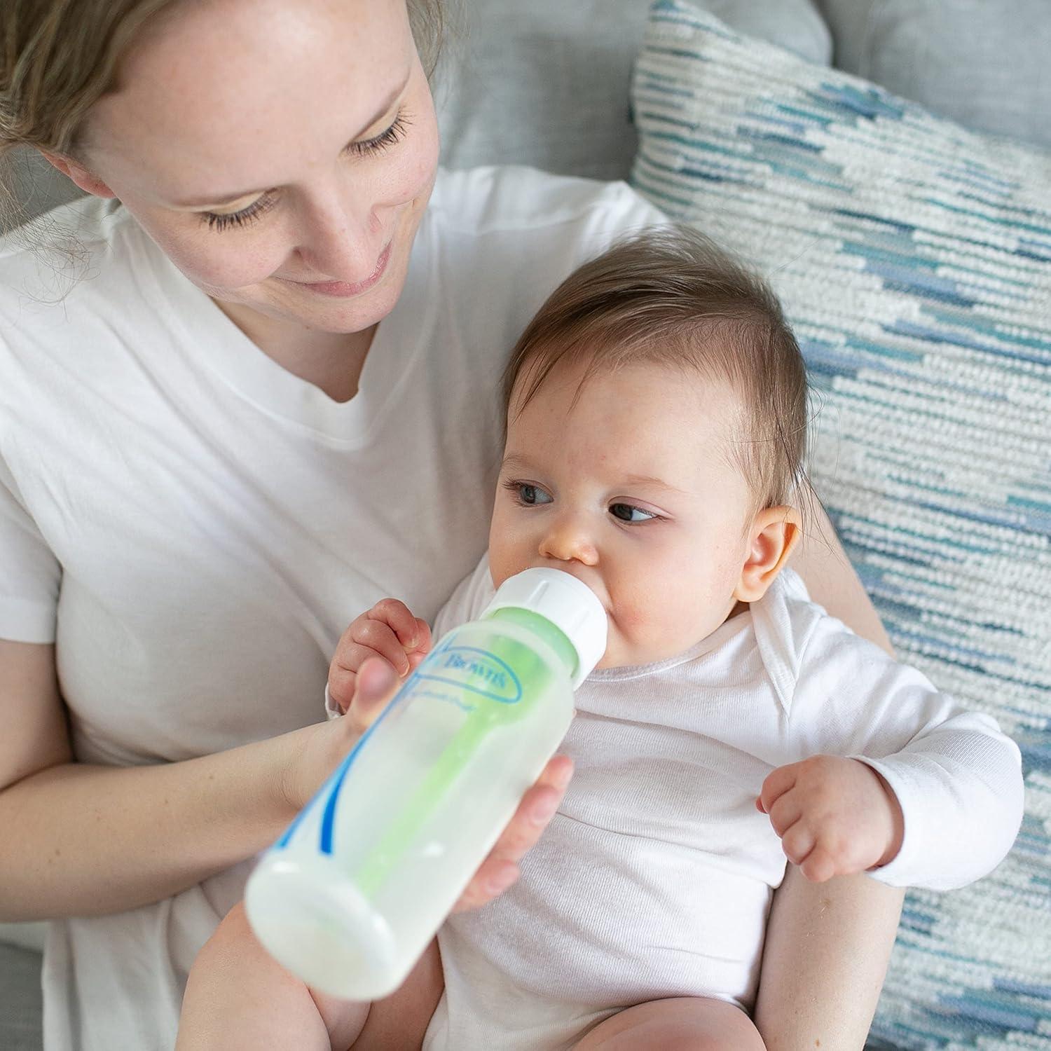 image:imageDr Browns Natural Flow AntiColic Options Narrow Baby Bottle 8 oz250 mL with Level 1 Slow Flow Nipple 1 Pack 0m8oz Clear