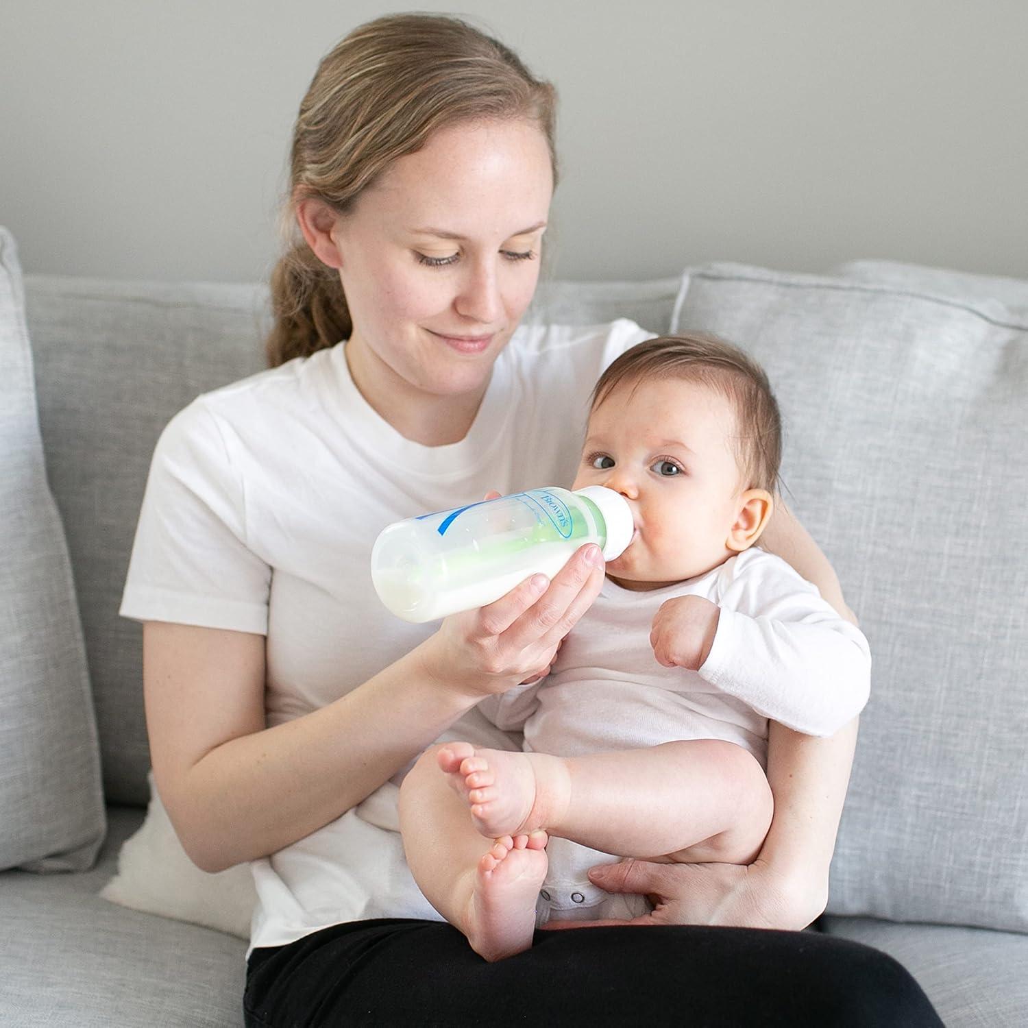 image:imageDr Browns Natural Flow AntiColic Options Narrow Baby Bottle 8 oz250 mL with Level 1 Slow Flow Nipple 1 Pack 0m8oz Clear