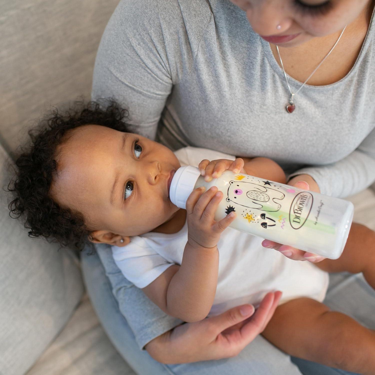 image:imageDr Browns Natural Flow AntiColic Options Narrow Baby Bottle Bear amp Owl 8 oz250 mL with Level 1 Slow Flow Nipple BPA free 0m 2Pack and Preemie Flow 6Pack NipplesBear Owl with Preemie Nipples