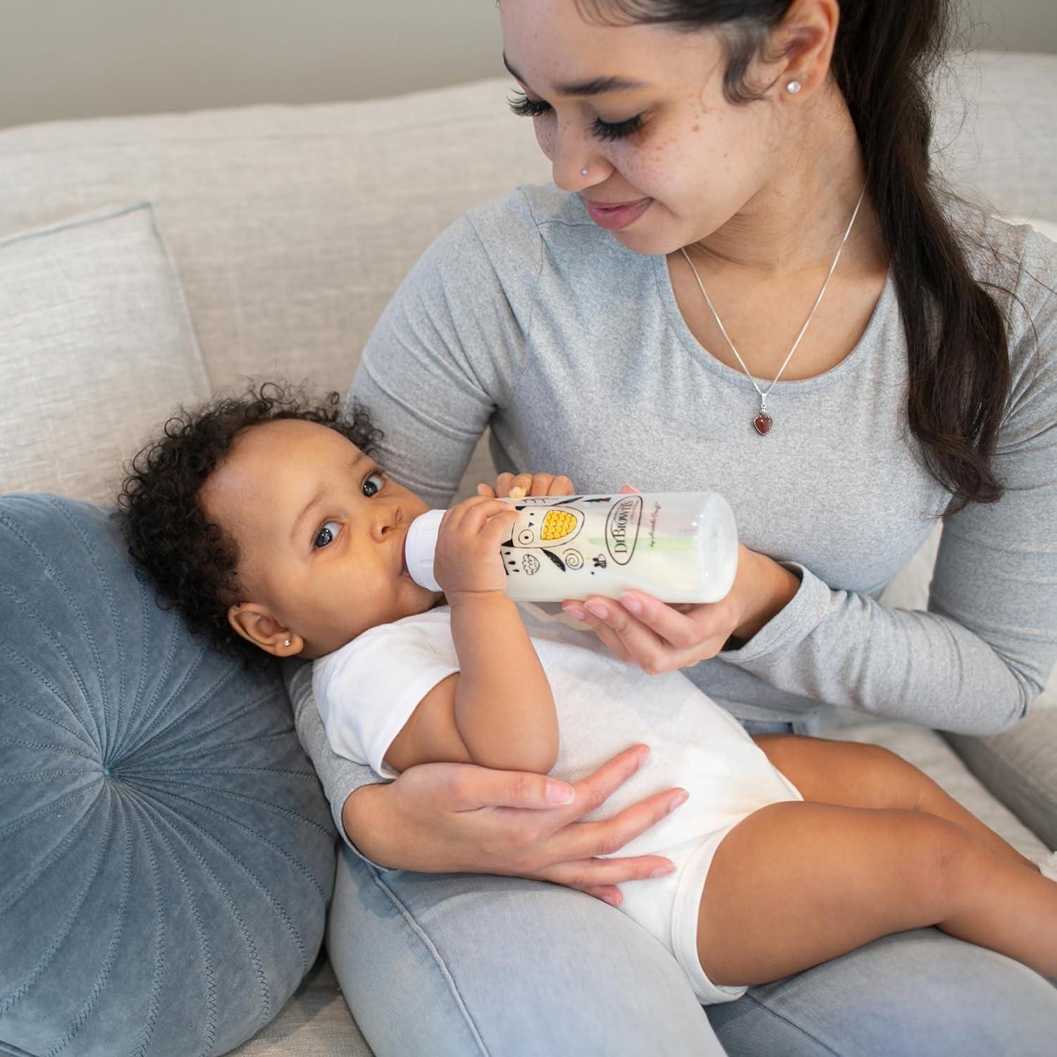 image:imageDr Browns Natural Flow AntiColic Options Narrow Baby Bottle Bear amp Owl 8 oz250 mL with Level 1 Slow Flow Nipple BPA free 0m 2Pack and Preemie Flow 6Pack NipplesBear Owl with Preemie Nipples