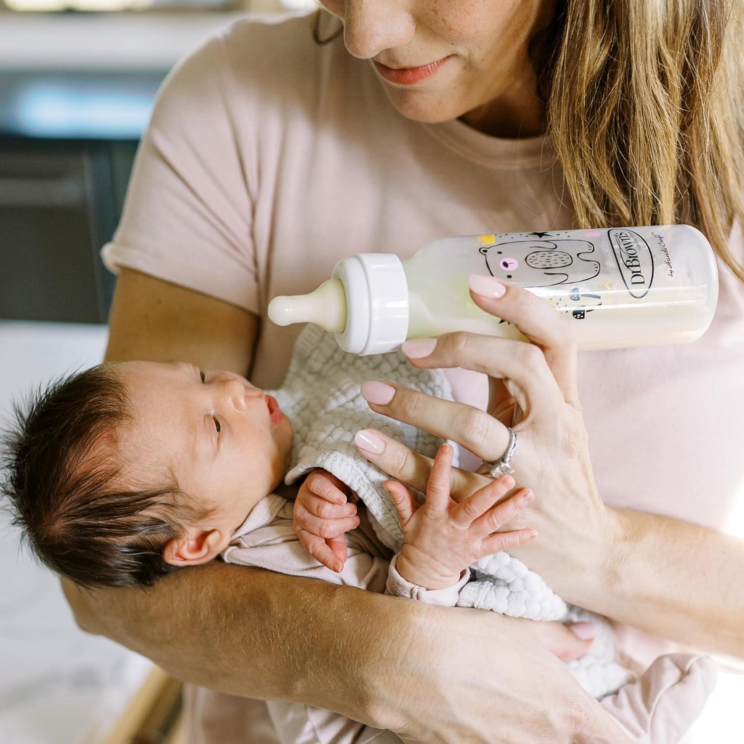 image:imageDr Browns Natural Flow AntiColic Options Narrow Baby Bottle Bear amp Owl 8 oz250 mL with Level 1 Slow Flow Nipple BPA free 0m 2Pack and Preemie Flow 6Pack NipplesBear Owl with Preemie Nipples