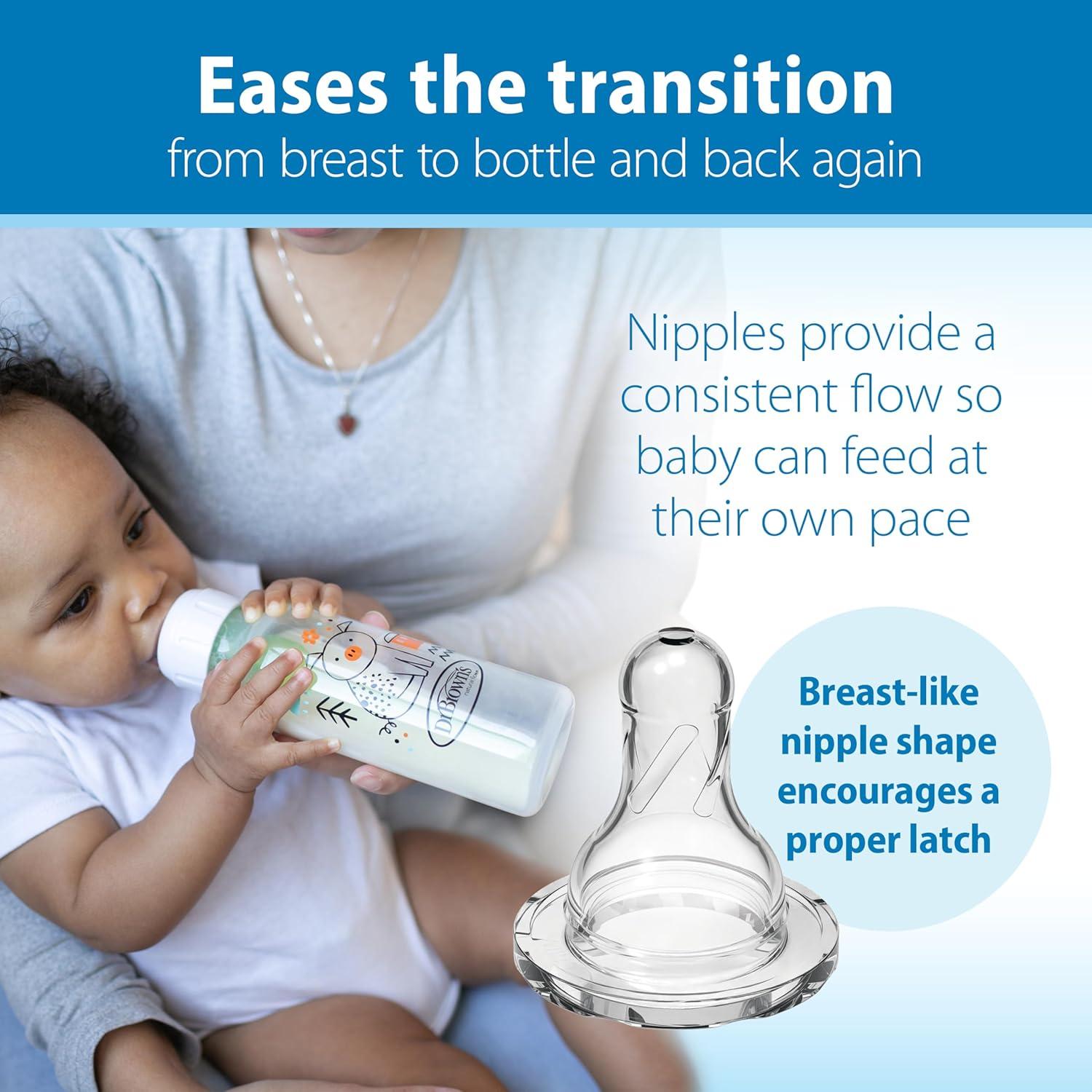 image:imageDr Browns Natural Flow AntiColic Options Narrow Baby Bottle Frog and Pig 8 oz250 mL with Level 1 Slow Flow Nipple BPAFree 0m 2Pack1 Count Pack of 2