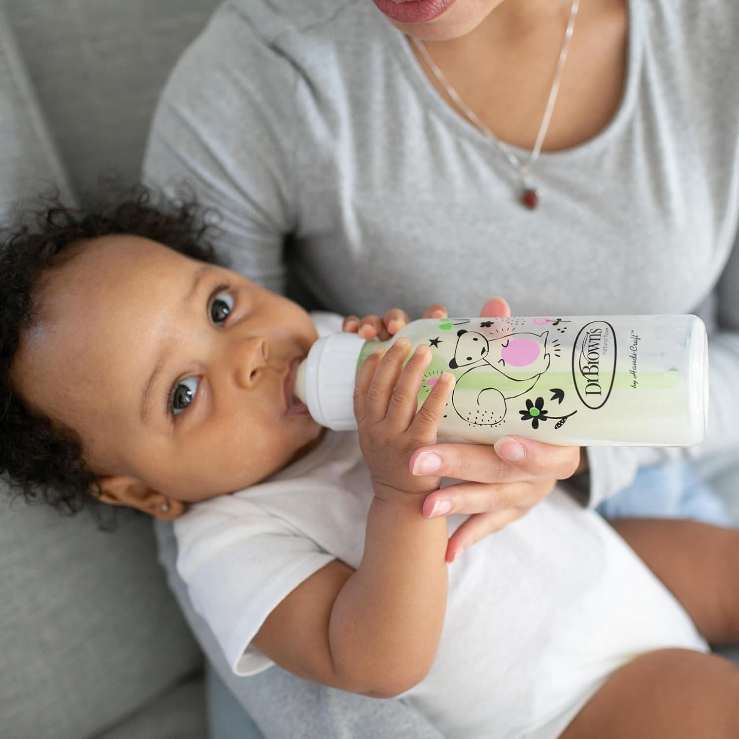 image:imageDr Browns Natural Flow AntiColic Options Narrow Baby Bottle Goat and Squirrel 8 oz250 mL with Level 1 Slow Flow Nipple BPA Free 0m 2Pack1 Count Pack of 2