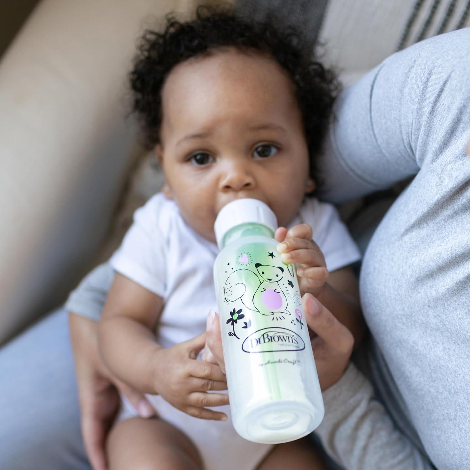 image:imageDr Browns Natural Flow AntiColic Options Narrow Baby Bottle Goat and Squirrel 8 oz250 mL with Level 1 Slow Flow Nipple BPA Free 0m 2Pack1 Count Pack of 2