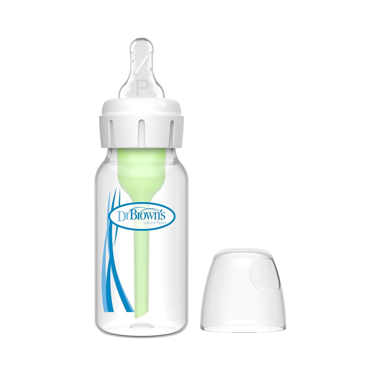 image:imageDr Browns Preemie Flow Bottle Set AntiColic Options Baby Bottles with Preemie Flow and Level T Nipples 4oz120mL 0m 3 Pack