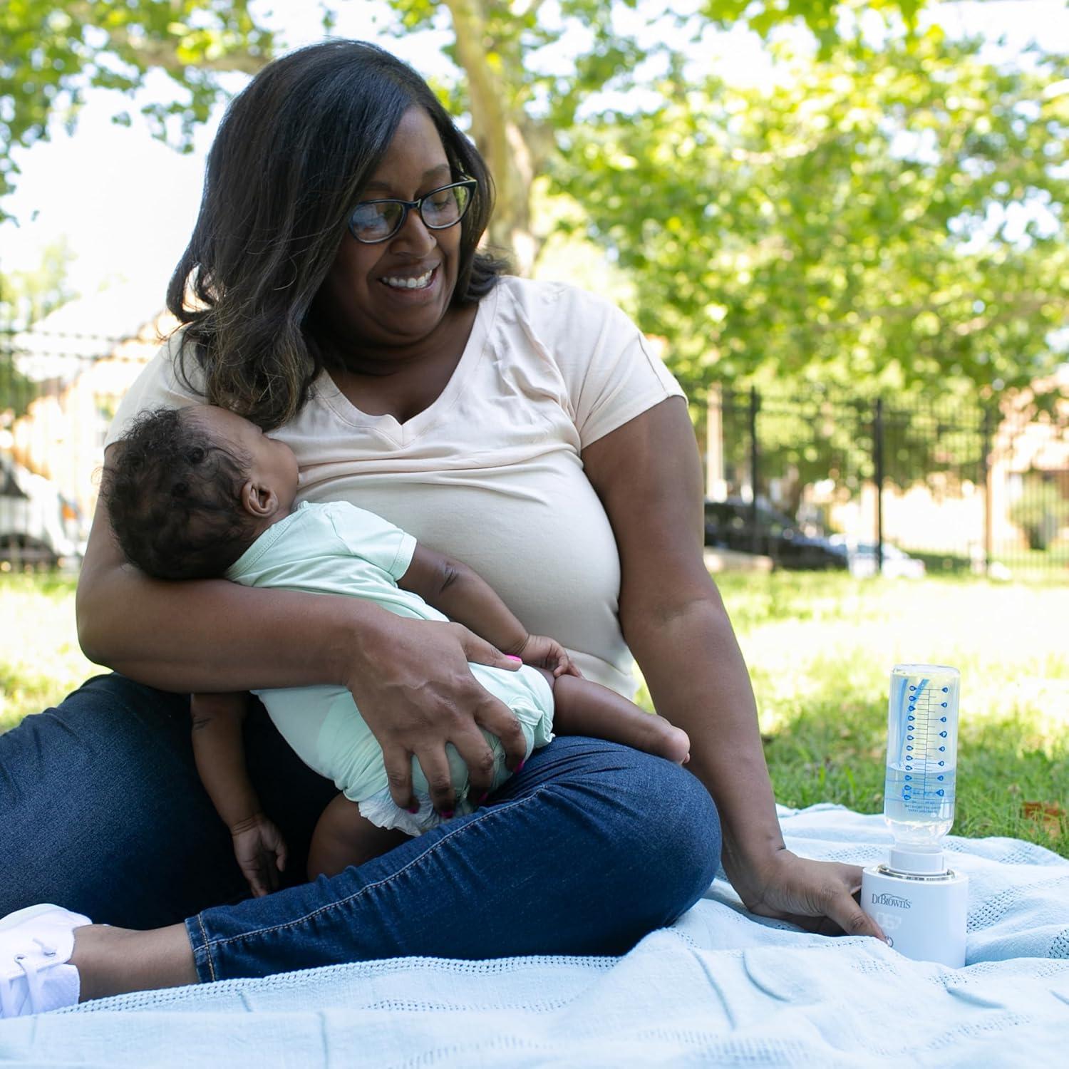 image:imageDr Browns Travel Baby Bottle Warmer Quickly Warms Breast Milk and Water for Formula OnTheGo Portable Rechargeable Cordless with 3 Bottle AdaptersTravel Warmer Bottle Adapter Nuk