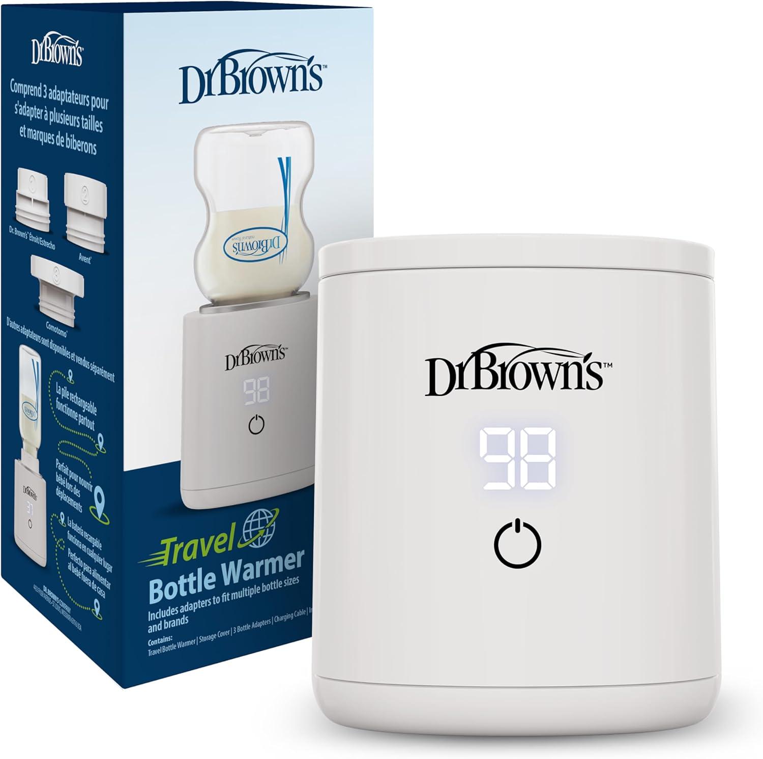 image:imageDr Browns Travel Baby Bottle Warmer Quickly Warms Breast Milk and Water for Formula OnTheGo Portable Rechargeable Cordless with 3 Bottle AdaptersTravel Bottle Warmer