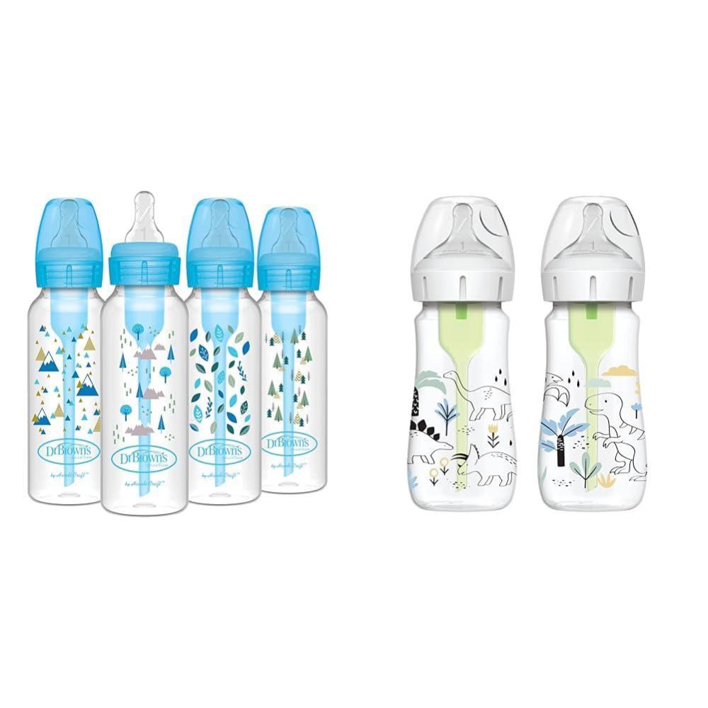 image:imageDr Browns AntiColic Options Narrow 8oz 4Pack and WideNeck Dino Decos 9oz 2Pack Baby Bottles