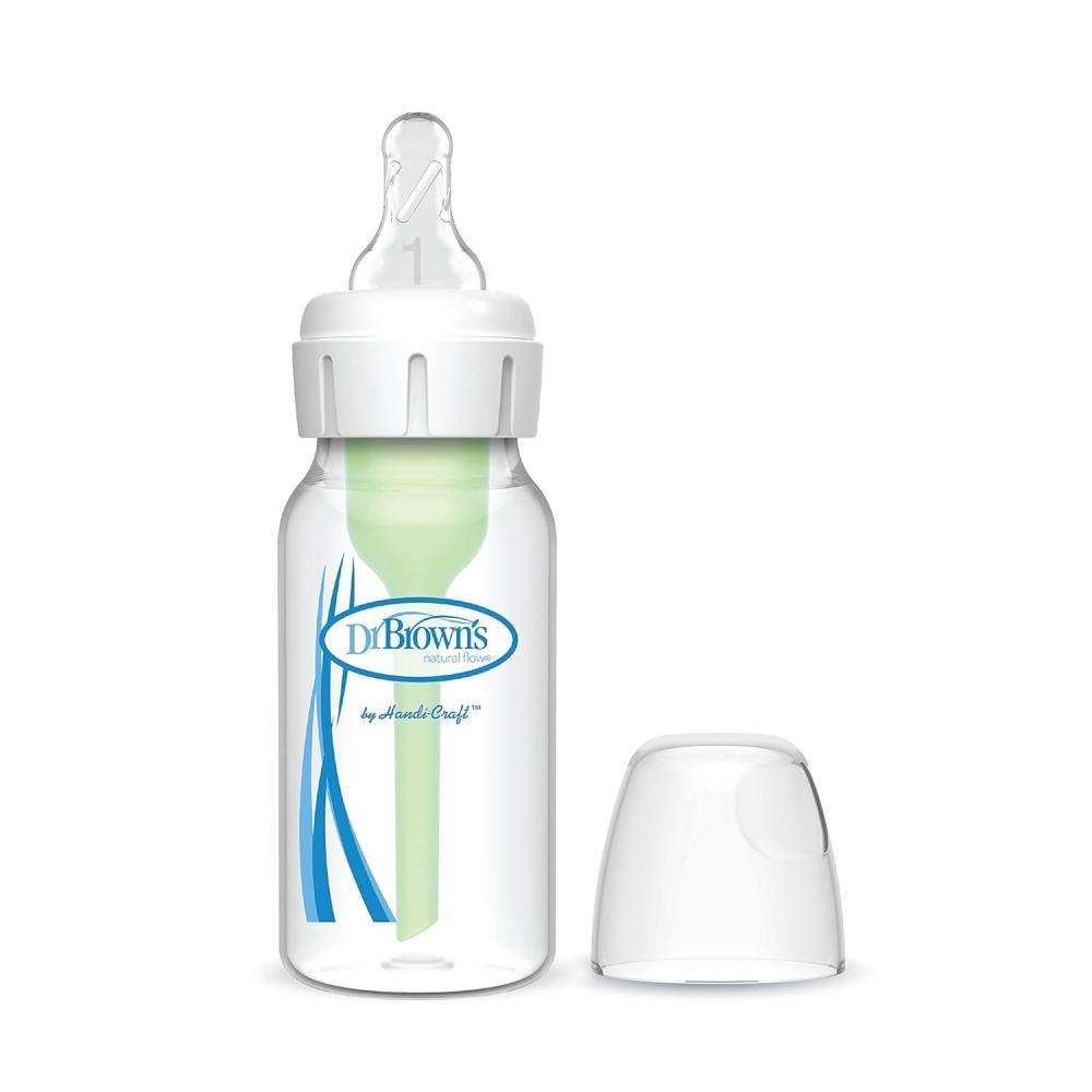 image:imageDr Browns AntiColic Options Narrow Baby Bottle 0m Level 1 Nipple Baby Bottle to Reduce Colic 1 Pack 4 oz1 Pack 4oz Clear