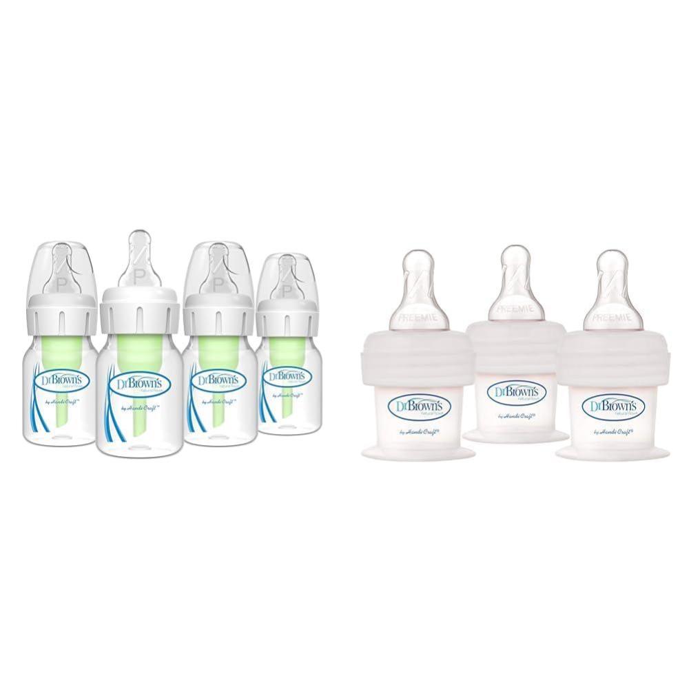 image:imageDr Browns AntiColic Preemie Baby Bottles 0m 4 Pack 2 oz amp First Feeder Bottles 15cc 3 Pack