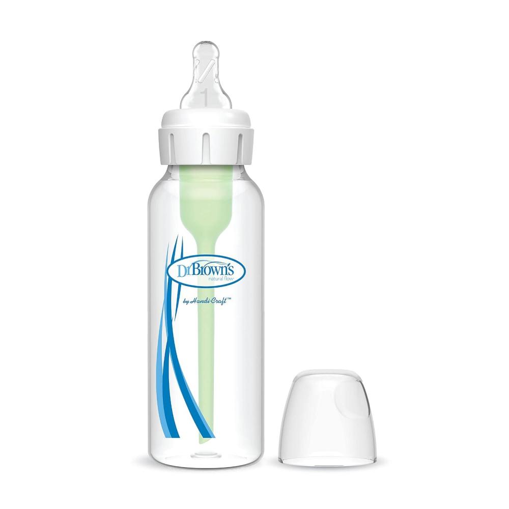 image:imageDr Browns Natural Flow AntiColic Options Narrow Baby Bottle 8 oz250 mL with Level 1 Slow Flow Nipple 1 Pack 0m8oz Clear