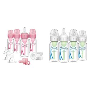 image:imageDr Browns AntiColic 4 Piece Pink Feeding Set with Slow Flow Nipples amp Dr Browns 4 Pack AntiColic 4 oz Narrow Baby Bottles