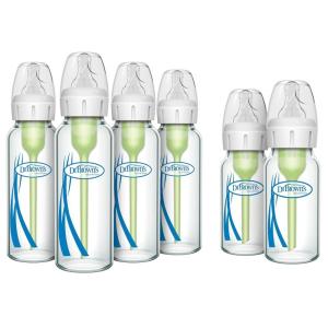 image:imageDr Browns AntiColic Options  Narrow Glass Baby Bottle with Level 1 Slow Flow Nipple BPAFree 0m 4 oz120mL 2Pack  8oz250mL 4Pack