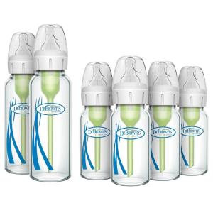 image:imageDr Browns AntiColic Options  Narrow Glass Baby Bottle with Level 1 Slow Flow Nipple BPAFree 0m 4 oz120mL 4Pack  8oz250mL 2Pack
