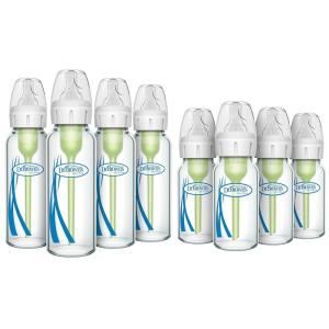 image:imageDr Browns AntiColic Options  Narrow Glass Baby Bottle with Level 1 Slow Flow Nipple BPAFree 0m 4 oz120mL 4Pack  8oz250mL 4Pack