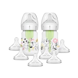 image:imageDr Browns AntiColic Options  WideNeck Baby Bottle Designer Edition Dino Decos 9oz270mL Level 1 Nipple 2Pack 0m with 6Pack Level 2 Nipples2 Pack  5 oz  Woodland with 6 Pack  Level 2 Nipples