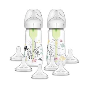 image:imageDr Browns AntiColic Options  WideNeck Baby Bottle Designer Edition Dino Decos 9oz270mL Level 1 Nipple 2Pack 0m with 6Pack Level 2 Nipples2 Pack  9 oz  Ocean with 6 Pack  Level 2 Nipples