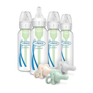 image:imageDr Browns AntiColic Options Baby Bottles Narrow 8oz 4 Pack and HappyPaci 100 Silicone Pacifier 06m BPA Free Green Ecru Cool Gray 3PackGreen