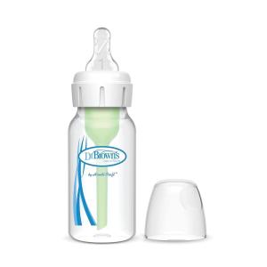 image:imageDr Browns AntiColic Options Narrow Baby Bottle 0m Level 1 Nipple  Baby Bottle to Reduce Colic 1 Pack 4 oz1 Pack  4oz  Clear