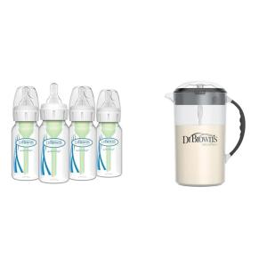 image:imageDr Browns AntiColic Options Narrow Baby Bottles 4 oz Level 1 Slow Flow Nipple 0m 4 Pack and Formula Mixing Pitcher 36 oz Black