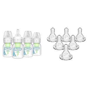 image:imageDr Browns AntiColic Options Narrow Baby Bottles amp Dr Browns Natural Flow Preemie Flow Narrow Baby Bottle Silicone Nipple Slowest Flow 0m 100 Silicone Bottle Nipple 6 CountPack of 12oz Preemie  Clear