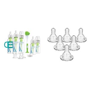 image:imageDr Browns AntiColic Options Narrow Bottle to Sippy Gift Set with Level 1 Slow Flow Nipples Sippy Spout Handles Cap and BrushBottle to Sippy Gift Set  Blue