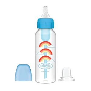image:imageDr Browns AntiColic Options Narrow Sippy Bottle Starter Kit 8oz250mL with Level 3 MediumFast Flow Nipple and Soft 100 Silicone Sippy Spout Green BPA Free 6m Pack of 2Blue
