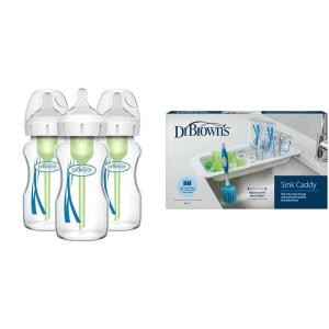 image:imageDr Browns AntiColic Options WideNeck Glass Baby Bottles 9 oz 3 Pack  Dr Browns Sink Caddy for Baby Bottles and Parts Over The Sink Kitchen Storage Drying Rack and Organizer BPAFree