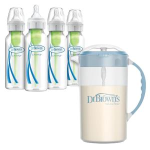 image:imageDr Browns Baby Formula Mixing Pitcher 36 oz Blue with AntiColic Options Narrow Baby Bottles 4 Pack 8 oz