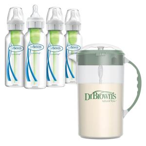 image:imageDr Browns Baby Formula Mixing Pitcher 36 oz Olive with AntiColic Options Narrow Baby Bottles 4 Pack 8 oz