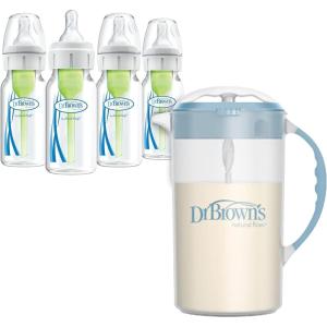 image:imageDr Browns Baby Formula Mixing Pitcher 36oz Blue with AntiColic Options Narrow Baby Bottles 4 Pack 4 ozVariety Pack Blue and 4Pack  4oz Bottles