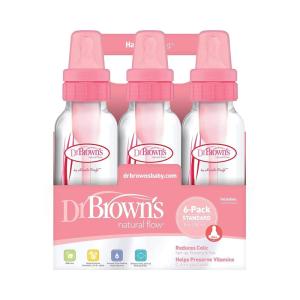 image:imageDr Browns Natural Flow AntiColic Baby Bottles  Pink  8oz  6pk6 Pack  8 oz