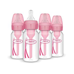 image:imageDr Browns Natural Flow AntiColic Options Narrow Baby Bottle 4 oz120 mL with Level 1 Slow Flow Nipple Pink 0m 4 Pack